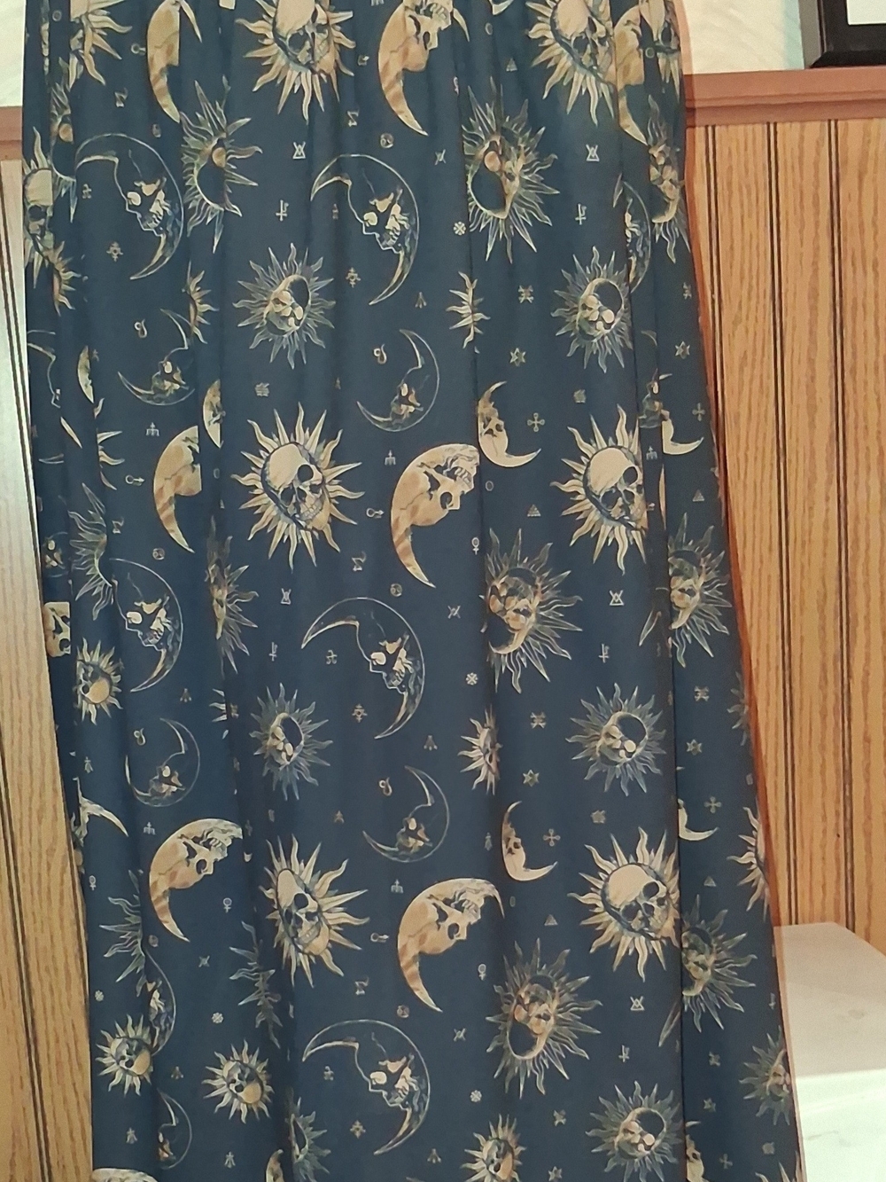 Celestial Moon & Sun Maxi Skirt in "Black And Gold"